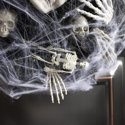 Halloween Türkranz Skelett Deko – Gruselige Mesh Girlande für Haustür und Party