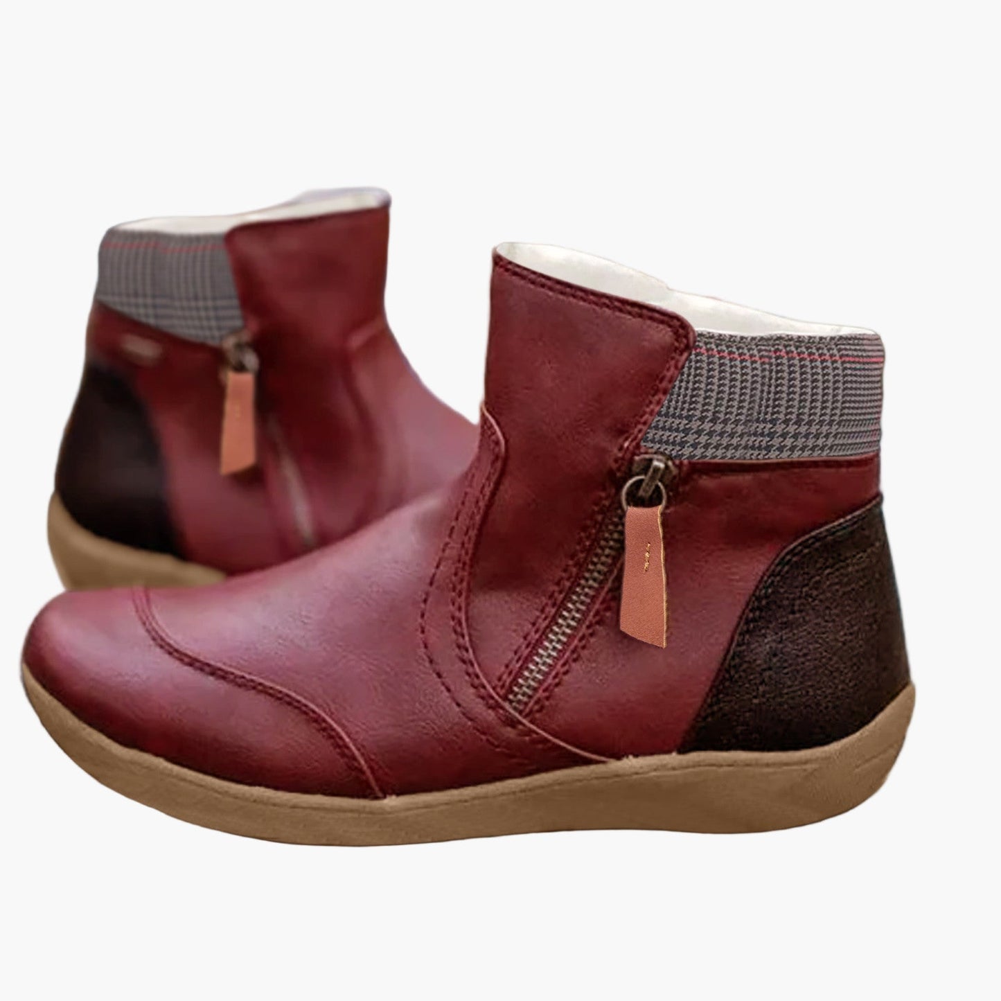 Damen Orthopädische Komfort-Stiefeletten mit Doppelreißverschluss – Alltag & Freizeit