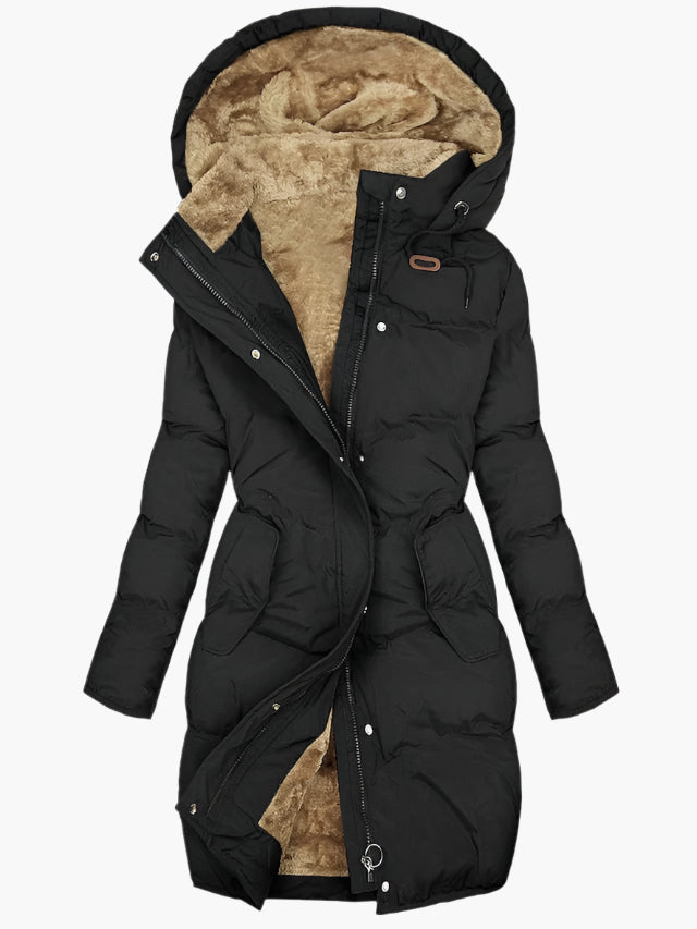 Damen Wintermantel Kapuzen-Steppjacke mit Fleecefutter – Stilvolle Outdoor-Jacke für kalte Tage