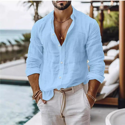 Fred – Herrenhemd aus Baumwoll-Leinen im Casual-Stil mit Langarm
