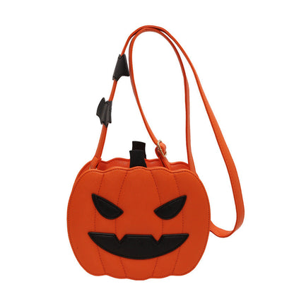 Rebecca – Lustige Kürbis-Schultertasche mit Fledermaus