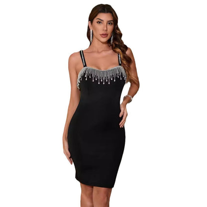 Samantha – Elegantes Damenkleid mit Fransen und Schlitz