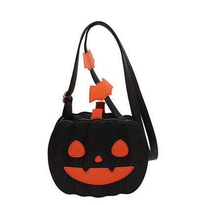 Rebecca – Lustige Kürbis-Schultertasche mit Fledermaus