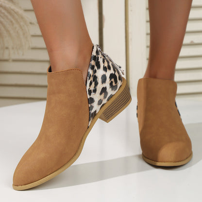Jennifer – Damenstiefeletten mit Leopardenmuster und Blockabsatz