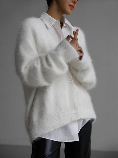 Mandy – Lockere Damen-Strickjacke mit V-Ausschnitt