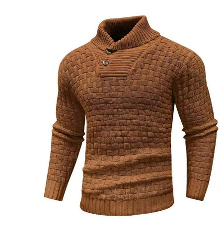 Thomas – Schlanker Herrenrollkragenpullover mit Knopfdesign