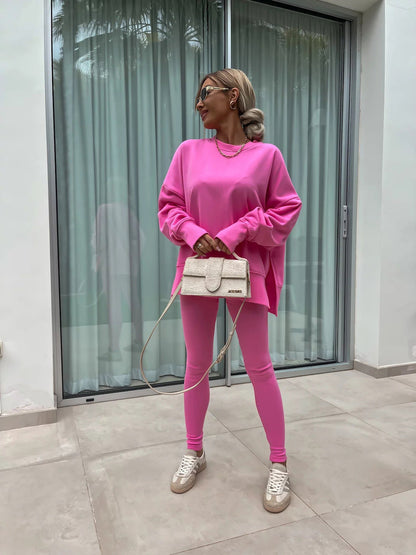 Judith – Lässiges Damen Sweater-Set mit Langarm und Schlitz