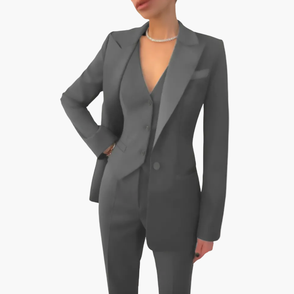 Damen Dreiteiliger Business-Anzug mit tailliertem Schnitt – Elegantes Outfit für Büro & Events