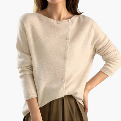 Damen Strick-Cardigan mit asymmetrischer Knopfleiste – Eleganter Freizeit- und Business-Look