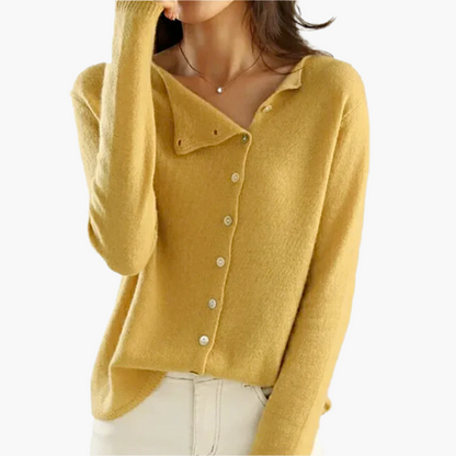 Damen Strick-Cardigan mit asymmetrischer Knopfleiste – Eleganter Freizeit- und Business-Look