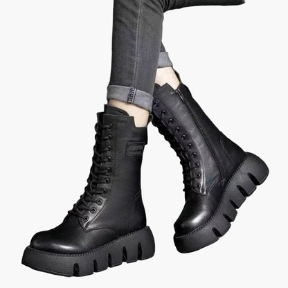 Damen Plateaustiefel mit Schnürung und Orthopädischem Komfort – Modischer Alltag & Freizeit