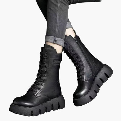 Damen Plateaustiefel mit Schnürung und Orthopädischem Komfort – Modischer Alltag & Freizeit