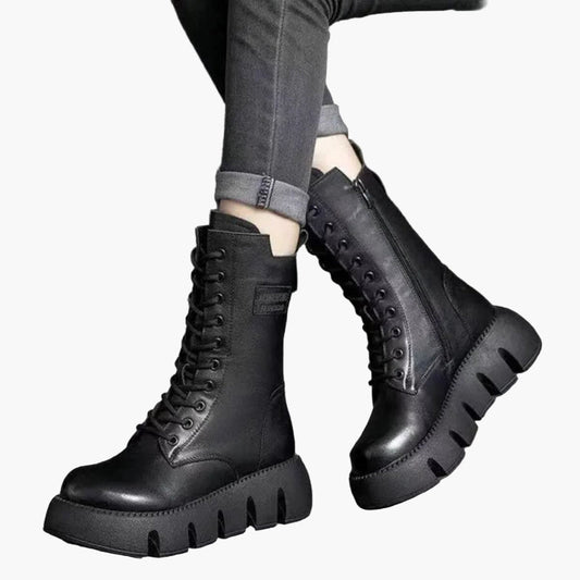 Damen Plateaustiefel mit Schnürung und Orthopädischem Komfort – Modischer Alltag & Freizeit