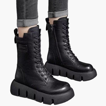 Damen Plateaustiefel mit Schnürung und Orthopädischem Komfort – Modischer Alltag & Freizeit