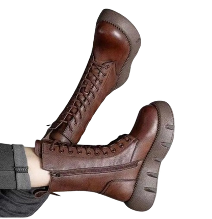 Damen Plateaustiefel mit Schnürung und Orthopädischem Komfort – Modischer Alltag & Freizeit