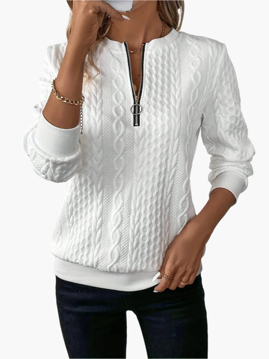 Damen Strickpullover mit Reißverschluss – Modischer Casual Look für Herbst und Winter