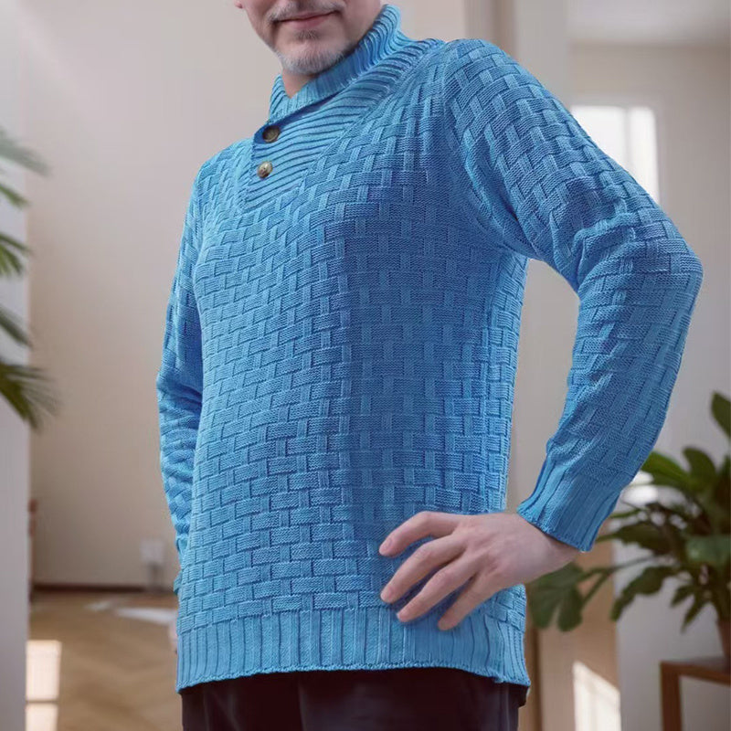 Thomas – Schlanker Herrenrollkragenpullover mit Knopfdesign