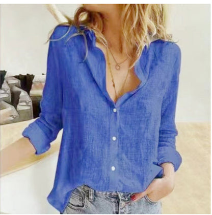 Phoebe – Lockere Damenbluse mit Knopfleiste und Reverskragen