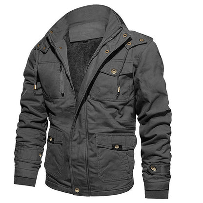 Neil – Kapuzenjacke aus Baumwolle mit Vintage-Stil und Fleece-Futter