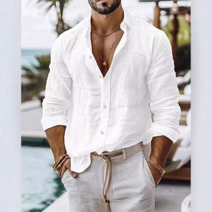 Fred – Herrenhemd aus Baumwoll-Leinen im Casual-Stil mit Langarm