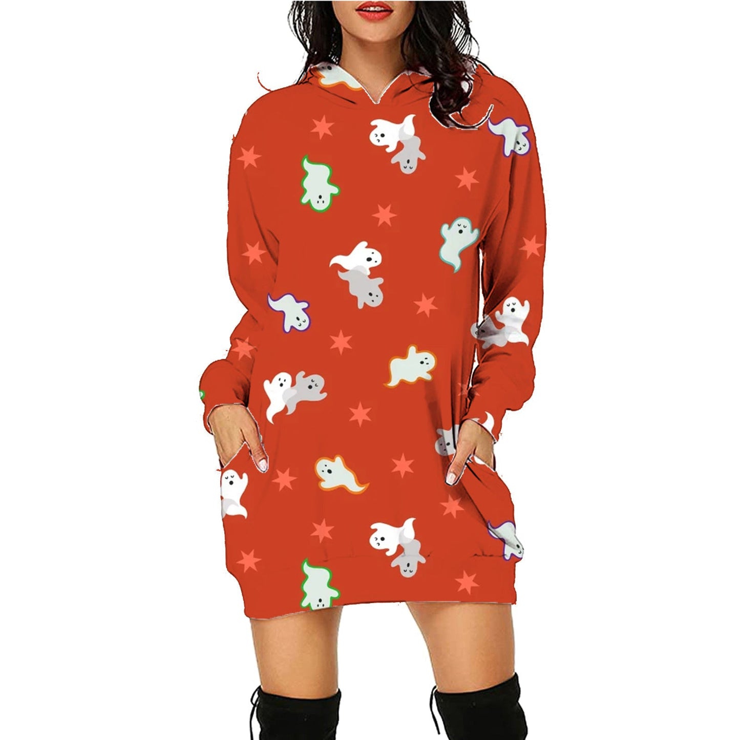 Damen Halloween Hoodie Kleid – Lustiges Kostüm für Halloween-Partys & Gruselige Anlässe