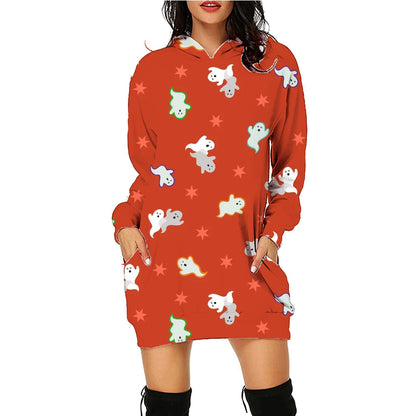 Damen Halloween Hoodie Kleid – Lustiges Kostüm für Halloween-Partys & Gruselige Anlässe