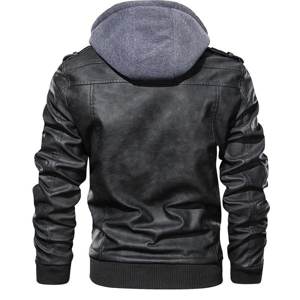 Herren Biker Lederjacke mit abnehmbarer Kapuze – Urban Streetwear für Alltag und Freizeit