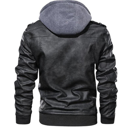 Herren Biker Lederjacke mit abnehmbarer Kapuze – Urban Streetwear für Alltag und Freizeit