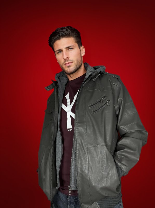Herren Biker Lederjacke mit abnehmbarer Kapuze – Urban Streetwear für Alltag und Freizeit