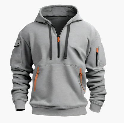 Herren Kapuzenpullover mit Zipper und Taschen – Urban Streetwear Hoodie für Alltag und Outdoor
