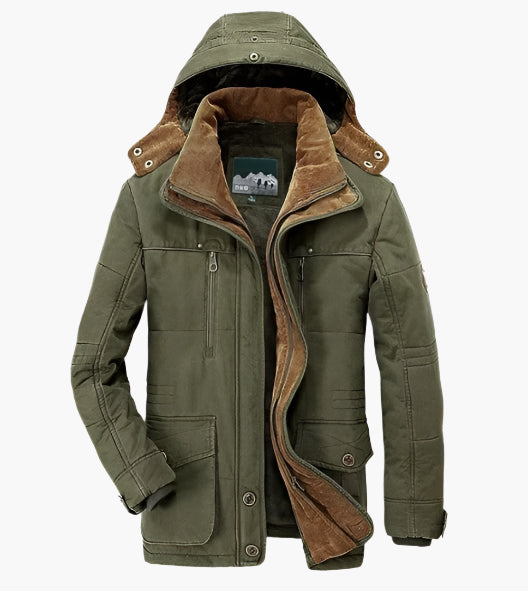 Herren Outdoor Winterjacke mit abnehmbarer Kapuze und Fleece-Futter – Robuste Freizeitjacke für kalte Tage