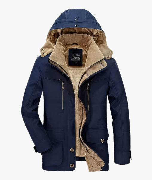 Herren Outdoor Winterjacke mit abnehmbarer Kapuze und Fleece-Futter – Robuste Freizeitjacke für kalte Tage