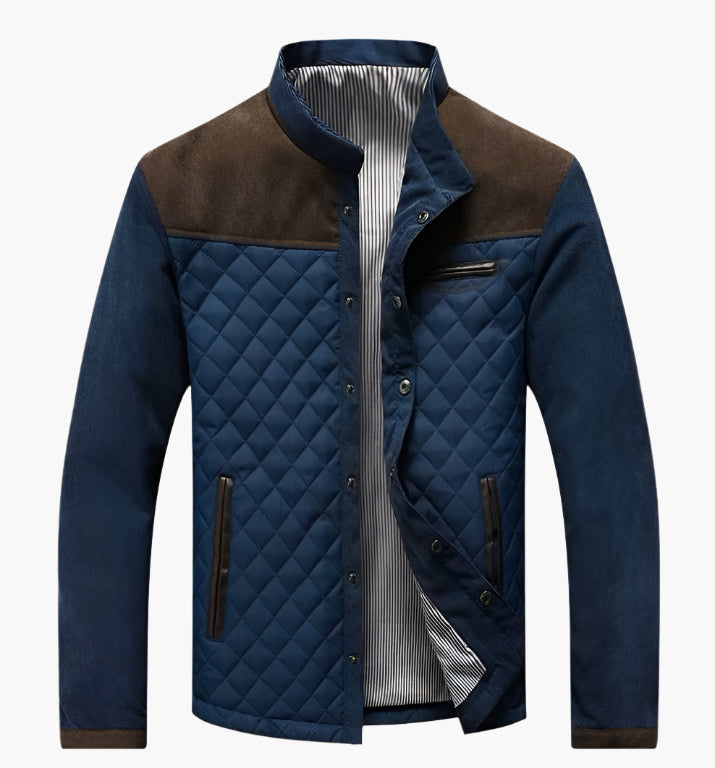 Herren Steppjacke im Patchwork-Design – Eleganter Freizeitstil für Alltag und Büro