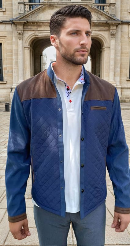 Herren Steppjacke im Patchwork-Design – Eleganter Freizeitstil für Alltag und Büro