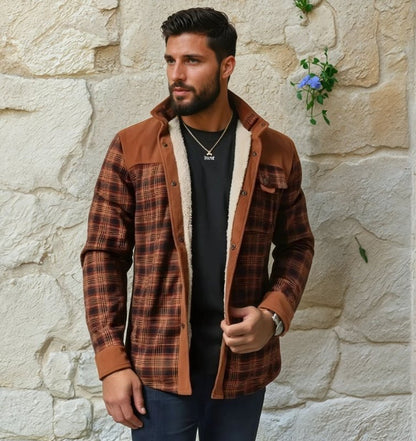 Herren Outdoor Flanelljacke im Karomuster – Freizeit- und Arbeitsjacke mit Fleece-Futter