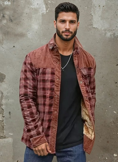 Herren Outdoor Flanelljacke im Karomuster – Freizeit- und Arbeitsjacke mit Fleece-Futter