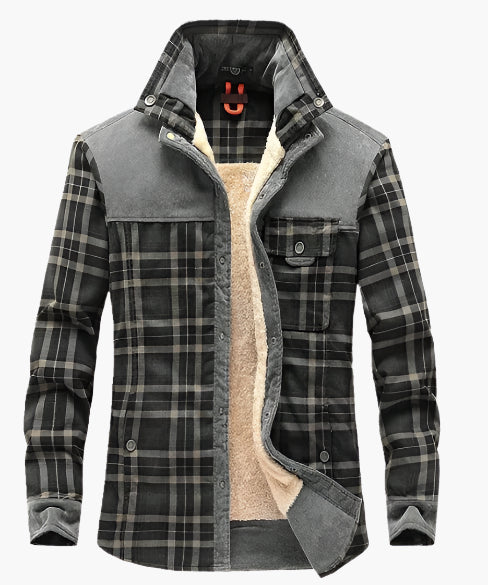 Herren Outdoor Flanelljacke im Karomuster – Freizeit- und Arbeitsjacke mit Fleece-Futter