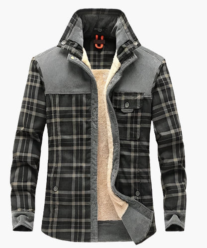 Herren Outdoor Flanelljacke im Karomuster – Freizeit- und Arbeitsjacke mit Fleece-Futter