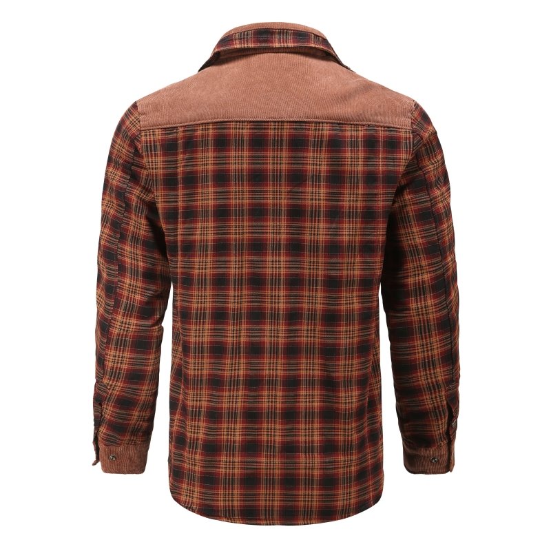 Herren Outdoor Flanelljacke im Karomuster – Freizeit- und Arbeitsjacke mit Fleece-Futter