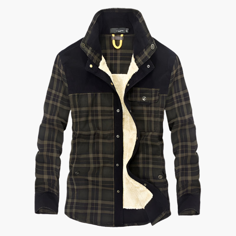 Herren Outdoor Flanelljacke im Karomuster – Freizeit- und Arbeitsjacke mit Fleece-Futter