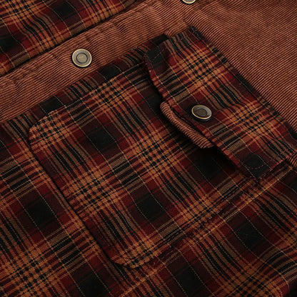 Herren Outdoor Flanelljacke im Karomuster – Freizeit- und Arbeitsjacke mit Fleece-Futter