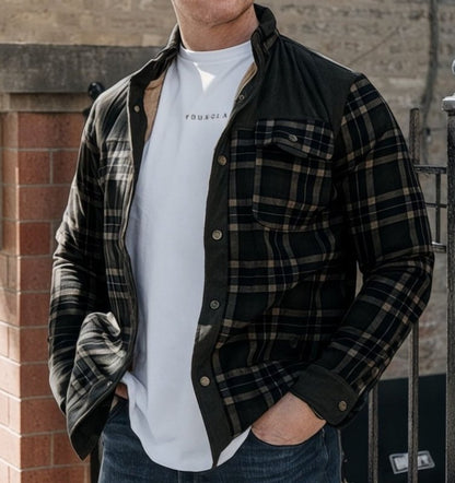 Herren Outdoor Flanelljacke im Karomuster – Freizeit- und Arbeitsjacke mit Fleece-Futter