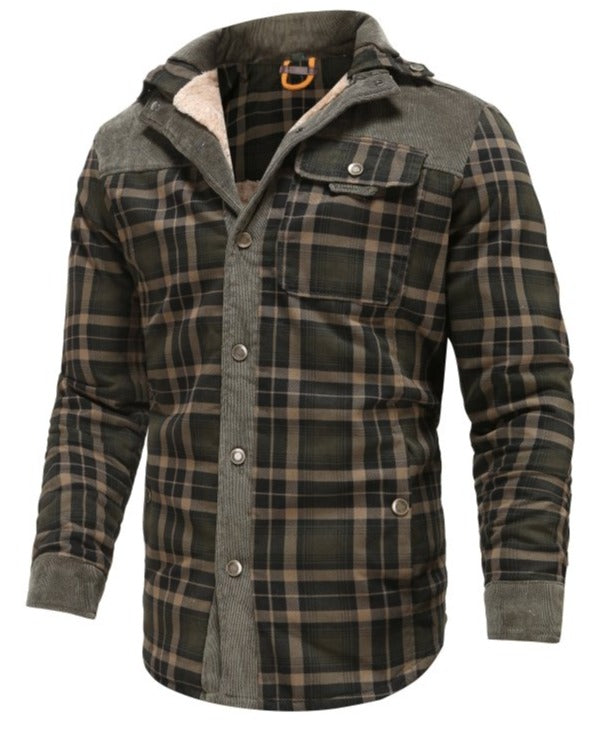 Herren Outdoor Flanelljacke im Karomuster – Freizeit- und Arbeitsjacke mit Fleece-Futter