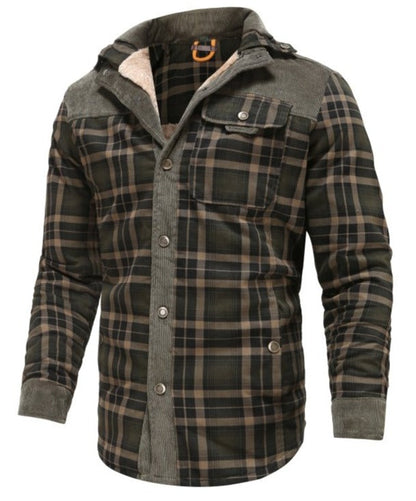 Herren Outdoor Flanelljacke im Karomuster – Freizeit- und Arbeitsjacke mit Fleece-Futter