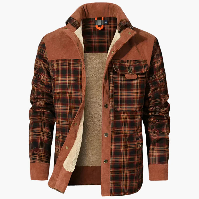 Herren Outdoor Flanelljacke im Karomuster – Freizeit- und Arbeitsjacke mit Fleece-Futter