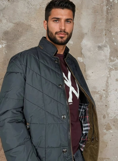 Herren Steppjacke im eleganten Business-Stil – Modisch, gefüttert & vielseitig