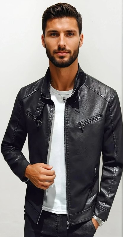 Herren Bikerjacke im modernen Stil für Freizeit und Alltag – Smart & Lässig