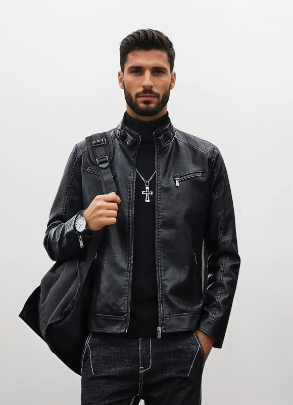 Herren Bikerjacke im modernen Stil für Freizeit und Alltag – Smart & Lässig