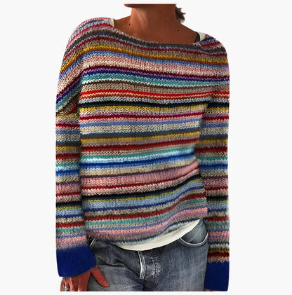 Damen Retro Strickpullover im Vintage-Stil – Bequemer Herbstpullover mit Muster