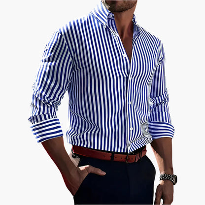 Herren Business Hemd mit Streifen – Elegantes Langarmhemd für Büro & Freizeit